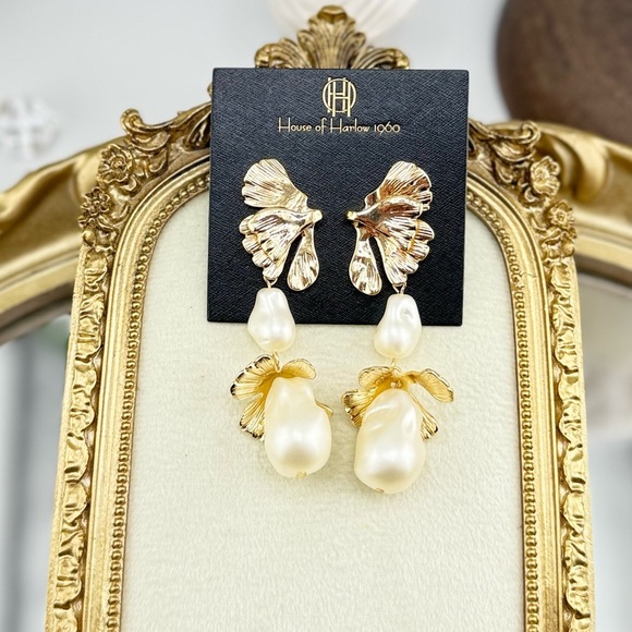 House of Harlow 1960 Statement Ginkgo  Drop Earrings ✨ - Picture 9 of 14